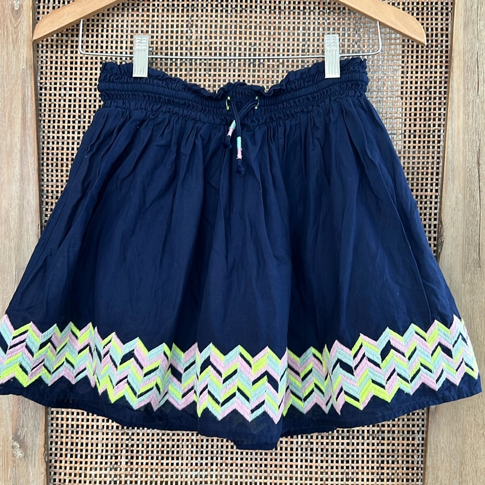 💖BUY 2 for $15💖Cat&Jack Blue Zigzag Embroidered Pattern Girl skirt size L 10/12